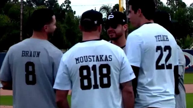 'California Strong:' Brewers players take part in sold-out softball game to aid shooting, wildfire victims