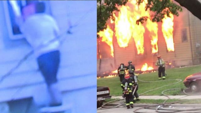 Family of woman caught on camera setting fire to home says fight with boyfriend prompted arson