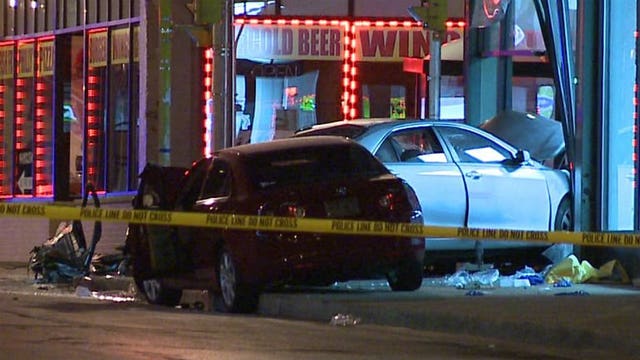 Three hurt after car slams into storefront on Milwaukee's southside