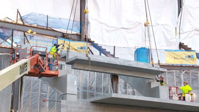 Bucks arena milestone: With first pre-cast concrete in place, project is 25% complete