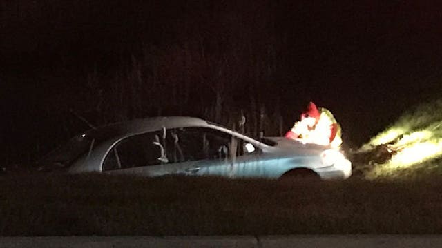 Police called out to area near Mayfair Collection for vehicle into pond; no injuries