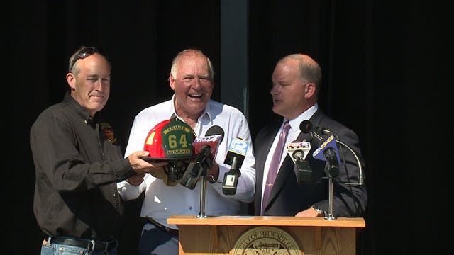 "Fill The Helmet" campaign: Firefighters team up with Green Bay Packers to help kids