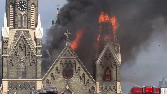 Lawsuit says Trinity Lutheran Church fire caused by grinder use on roof; damage estimated at $24M+