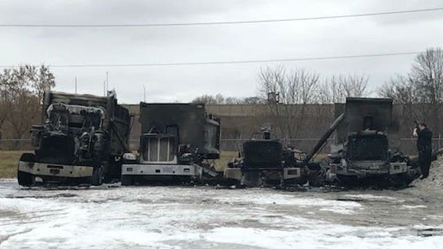 "Several explosions:" 4 trucks burned in fire near 6th and Layton; cause under investigation