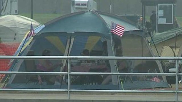 Campers stake out prime viewing spots for Tuesday's fireworks show