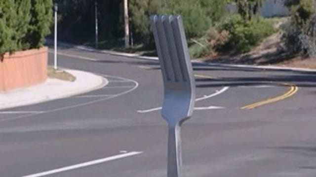 California city removes actual fork in the road