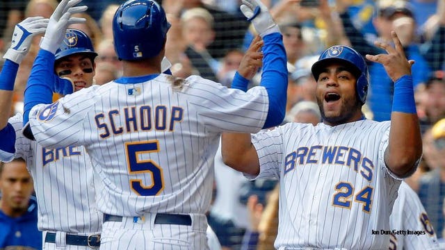 After Braun plunked, Schoop's slam lifts Brewers over Giants