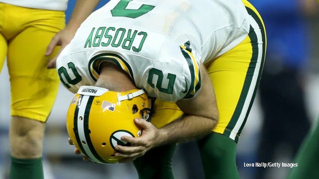 Packers fall to Lions 31-23 after 4 missed Crosby FGs, missed extra point