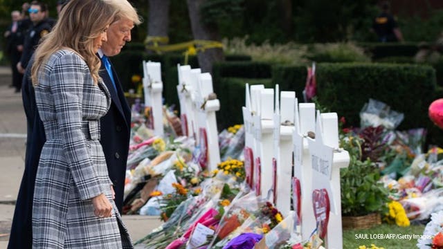 President Trump pays tribute at synagogue where 11 were fatally shot