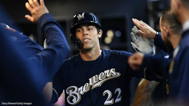Yelich HR in first 3 games, 1st to do it after winning MVP