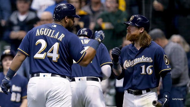 Jesús Aguilar, Jhoulys Chacin lead Brewers past Rockies 4-3