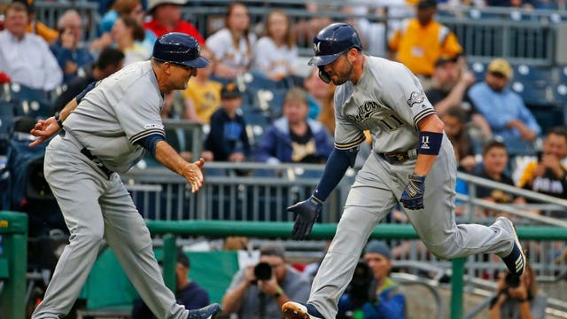 Moustakas goes deep twice, Brewers top Pirates 11-5