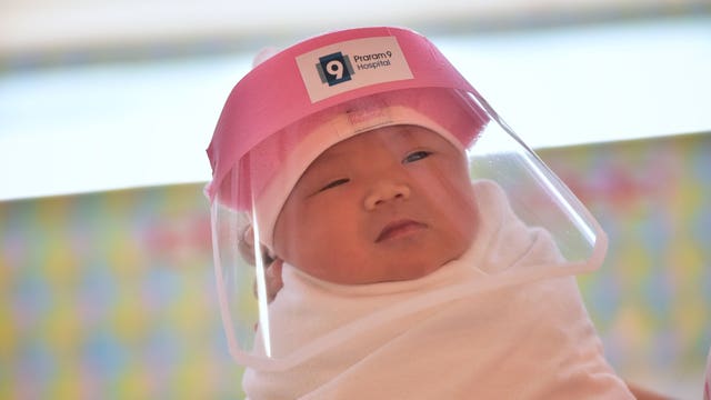 Hospital puts face shields on newborns
