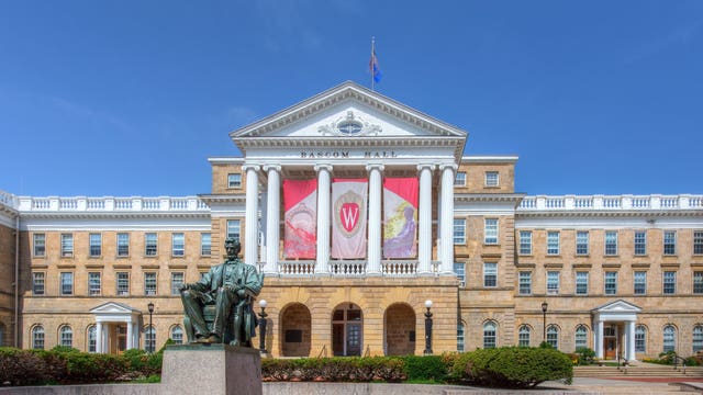 UW-Madison flies Ho-Chunk nation flag over Bascom Hall