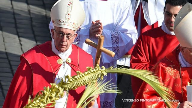 Pope Francis blesses palm fronds, olive branches as Holy Week begins