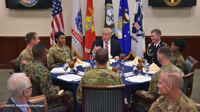 Pres. Trump lunches with troops on first visit to MacDill Base