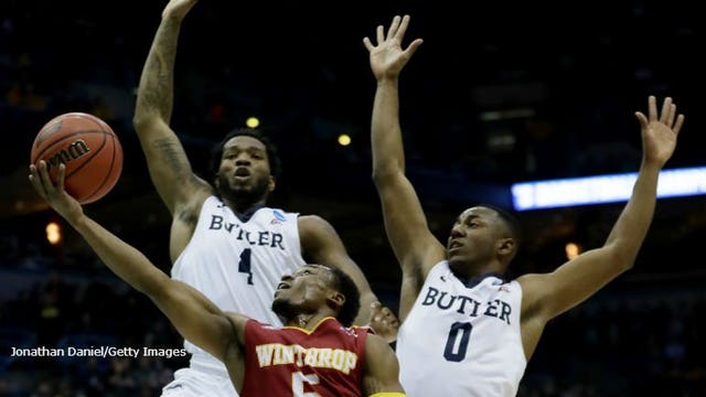 March Madness: Defense, Woodson's shooting help Butler beat Winthrop 76-64 in Milwaukee