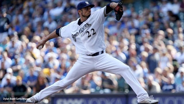 Brewers place pitcher Matt Garza on DL with chest contusion