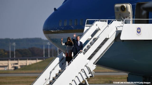 President Trump lands in Japan, kicking off first Asia trip