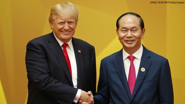 President Trump pushes 'America first' during tough trade talk in Asia