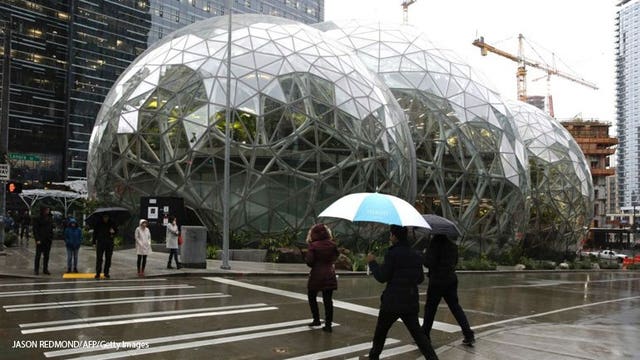 Striking Amazon 'Spheres' landmark opens in downtown Seattle