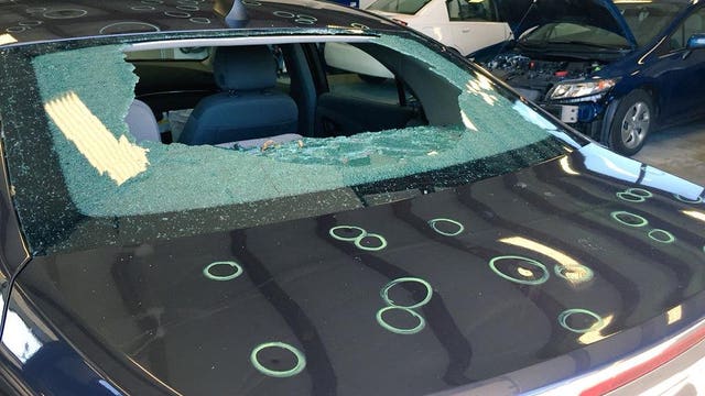 Car repair shops busy after large hail fell during Sunday's storms: "We have a ton of work ahead of us"