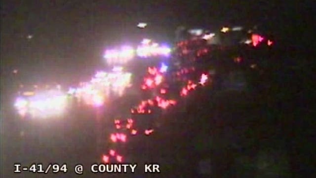 Vehicle drops debris on I-94 near County Highway E, leading to flat tires