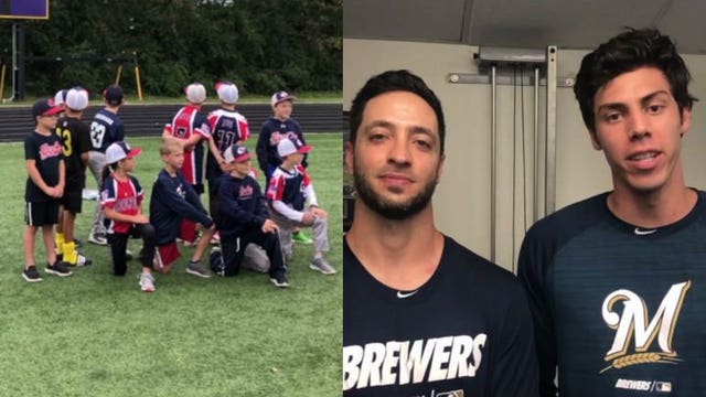 Brewers' Yelich, Braun surprise winless little league team with pep talk