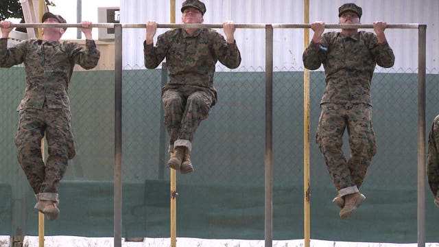 Marine Corps recruits endure 13 weeks of boot camp training
