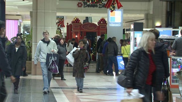 Late night shoppers at the Mayfair mall on Black Friday