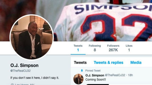OJ Simpson is now on Twitter and says he's 'got a little getting even to do'