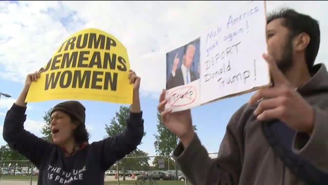Protesters make their voices heard in hours leading up to Trump rally in Waukesha
