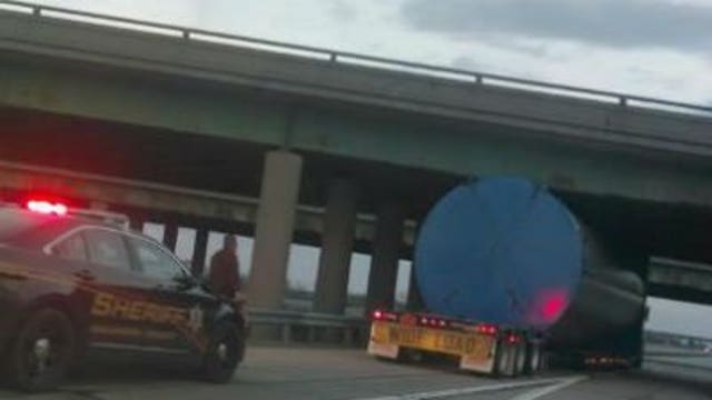 Overpass bridge must be inspected after it is struck by over-sized load