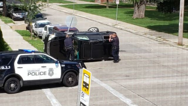 Police pursuit ends in rollover crash near 11th and Oklahoma