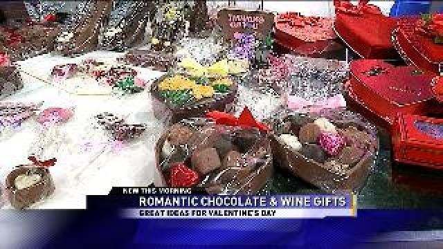 Romantic chocolates and wine