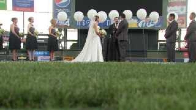 Couple holds dream wedding at Miller Park