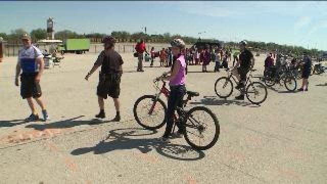 Kids learn bike safety at State Fair Park for Winners Wear Helmets