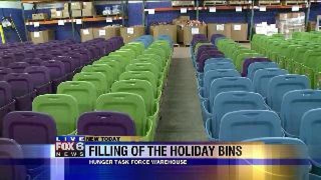 Filling the holiday bins