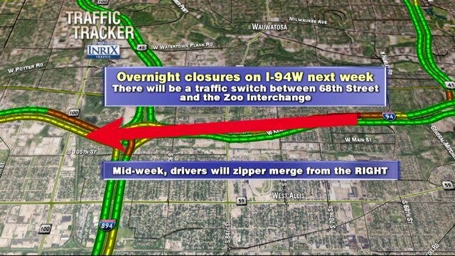 Major traffic change: Section of I-94 near Zoo Interchange to shut down