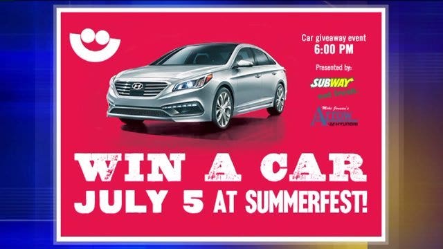 Summerfest will give away a brand new 2015 Hyundai Sonata on July 5