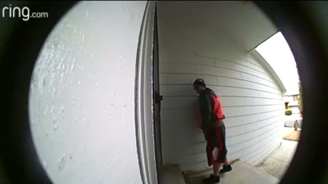 Delivery driver caught urinating on homeowner's doorstep