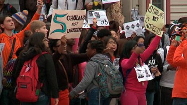 Students protest metal detectors at Riverside University H.S.