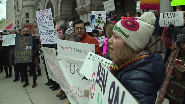 "Blatant discrimination:" Milwaukee protesters condemn President Trump's immigration ban