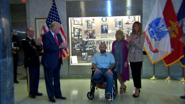 President Trump awards Purple Heart at Walter Reed military hospital