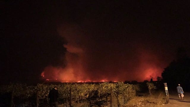 Wildfires, now up to 100 miles wide, threaten more wineries