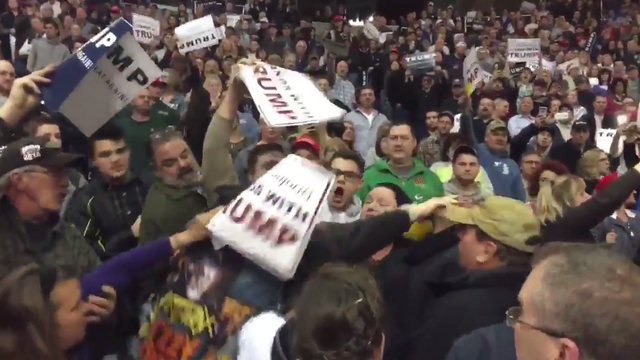 Video shows Trump protester assaulted during scuffle at Albany rally
