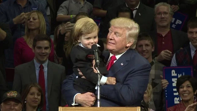 Trump pulls ‘mini-Trump’ on stage during rally, crowd goes wild