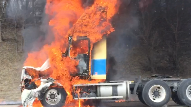 Semi fire temporarily causes backups I-43/94 SB near Chase