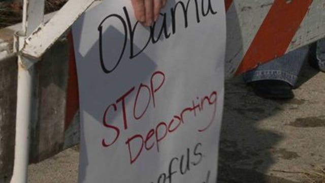 Protesters, supporters catch glimpse of President