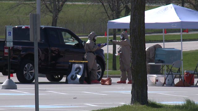 Wisconsin National Guard opens drive-thru coronavirus testing at Waukesha County Expo Center